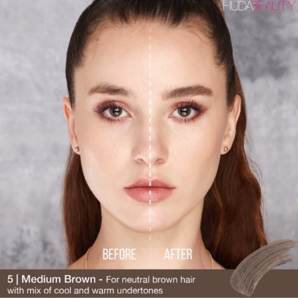 🌿 HUDA BEAUTY #5 Medium Brown #BombBrows Full 'n Fluffy Volumizing Fiber Gel - Picture 6 of 7